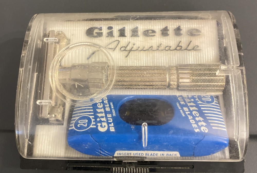VINTAGE GILLETTE ADJUSTABLE RAZOR WITH CASE