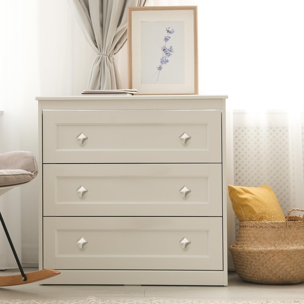 15 Pack Brushed Nickel Cabinet Knobs - 1.2" Square Drawer Knobs for Kitchen, ...