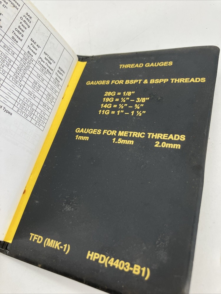 Parker Fluid Hydraulic Thread Identification Kit Caliper Set Thread Profiles TG