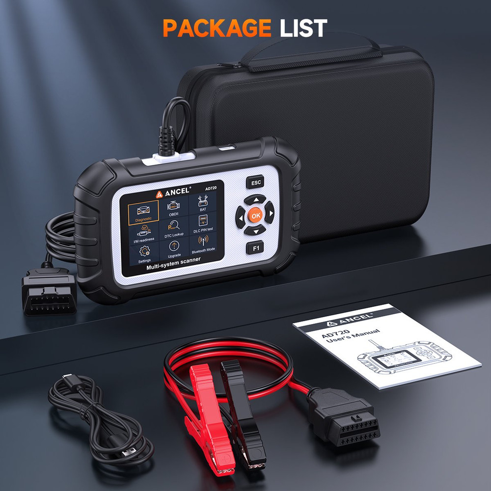 ANCEL AD720 OBD2 Scanner Diagnostic Tool ABS SRS Transmission Engine Code Reader