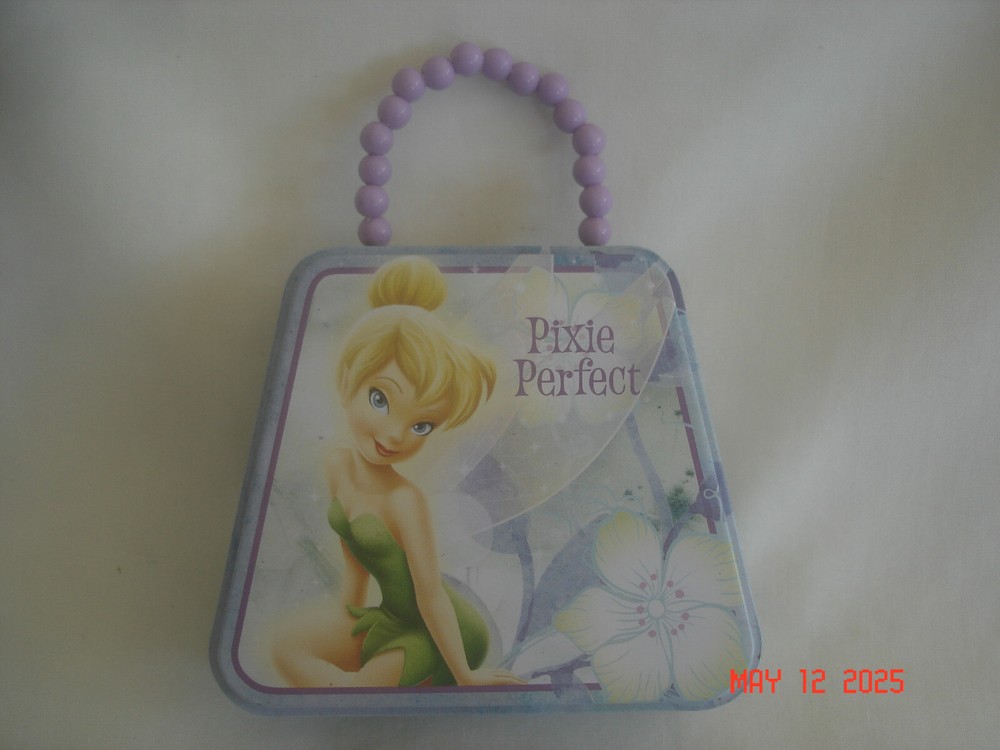 SO CUTE! PIXIE PERFECT TINKER BELL MINI TIN PURSE w/ BEAD HANDLE