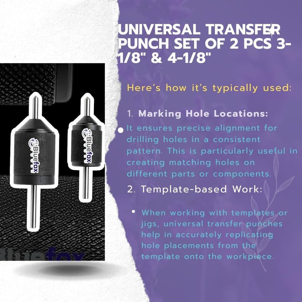Universal Transfer Center Aligner Punch, Hardened Pin, Machine Tool Range Set