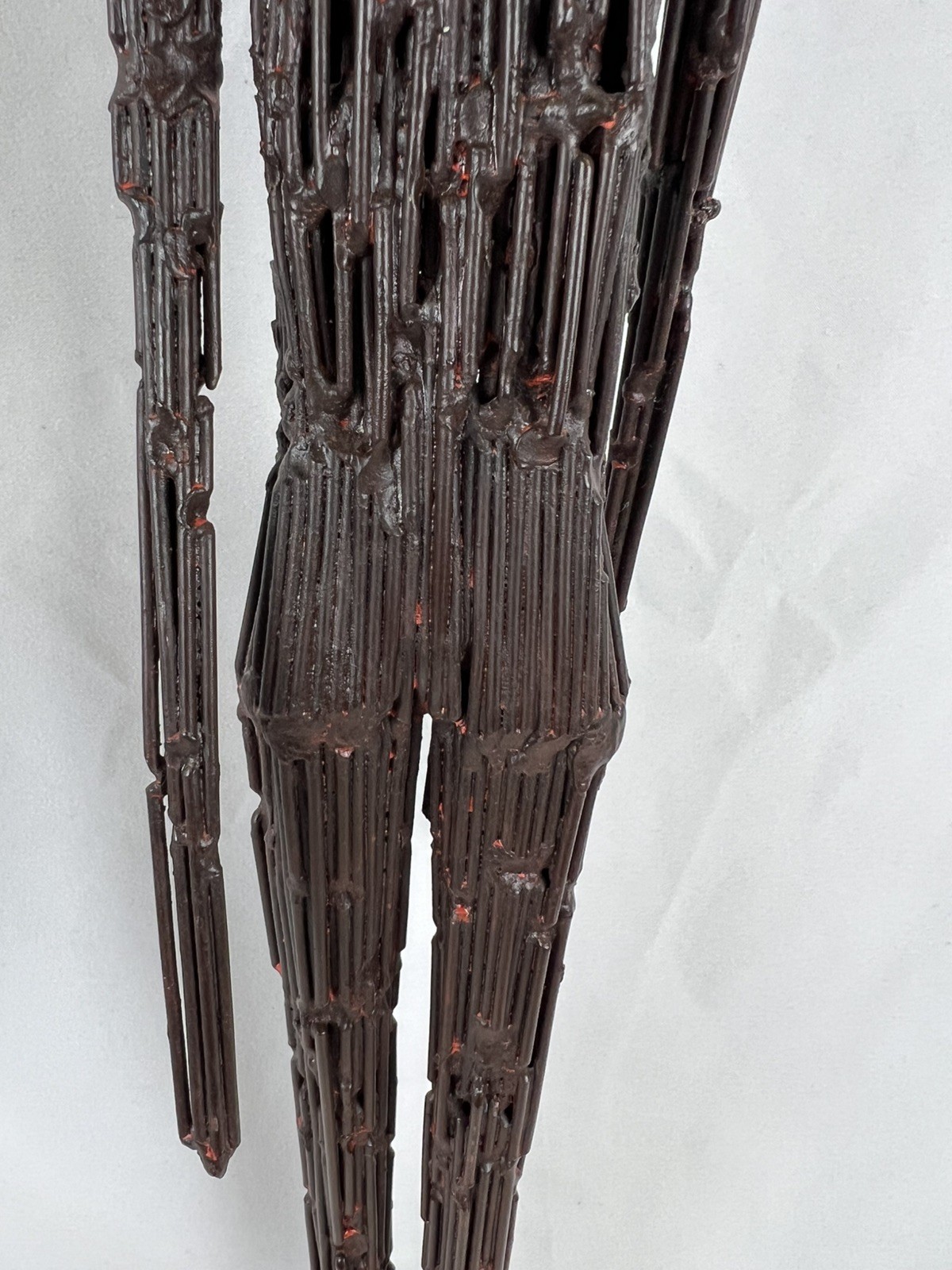 Brutalist Male Welded Nail Art Sculpture Modernist Metal 27” Giacometti Style