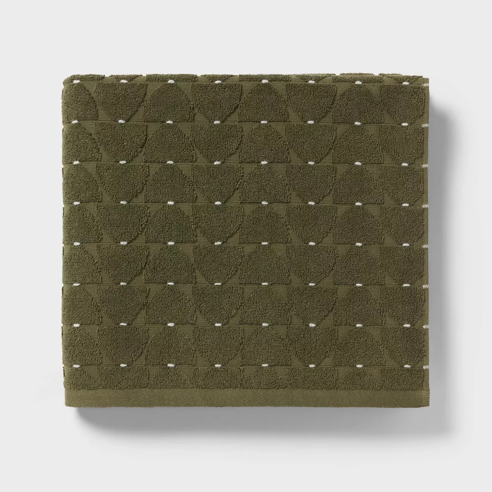 2pc Modern Sculpted Bath Towel Green - Threshold