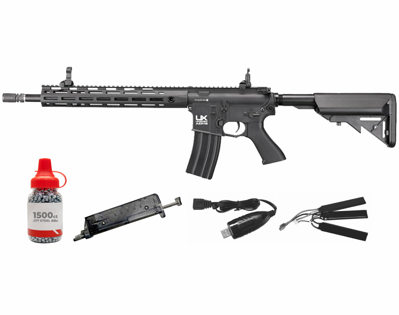 Umarex AER16 .177 Caliber Electric-Powered Full Auto Air Rifle 2252126 with BBs