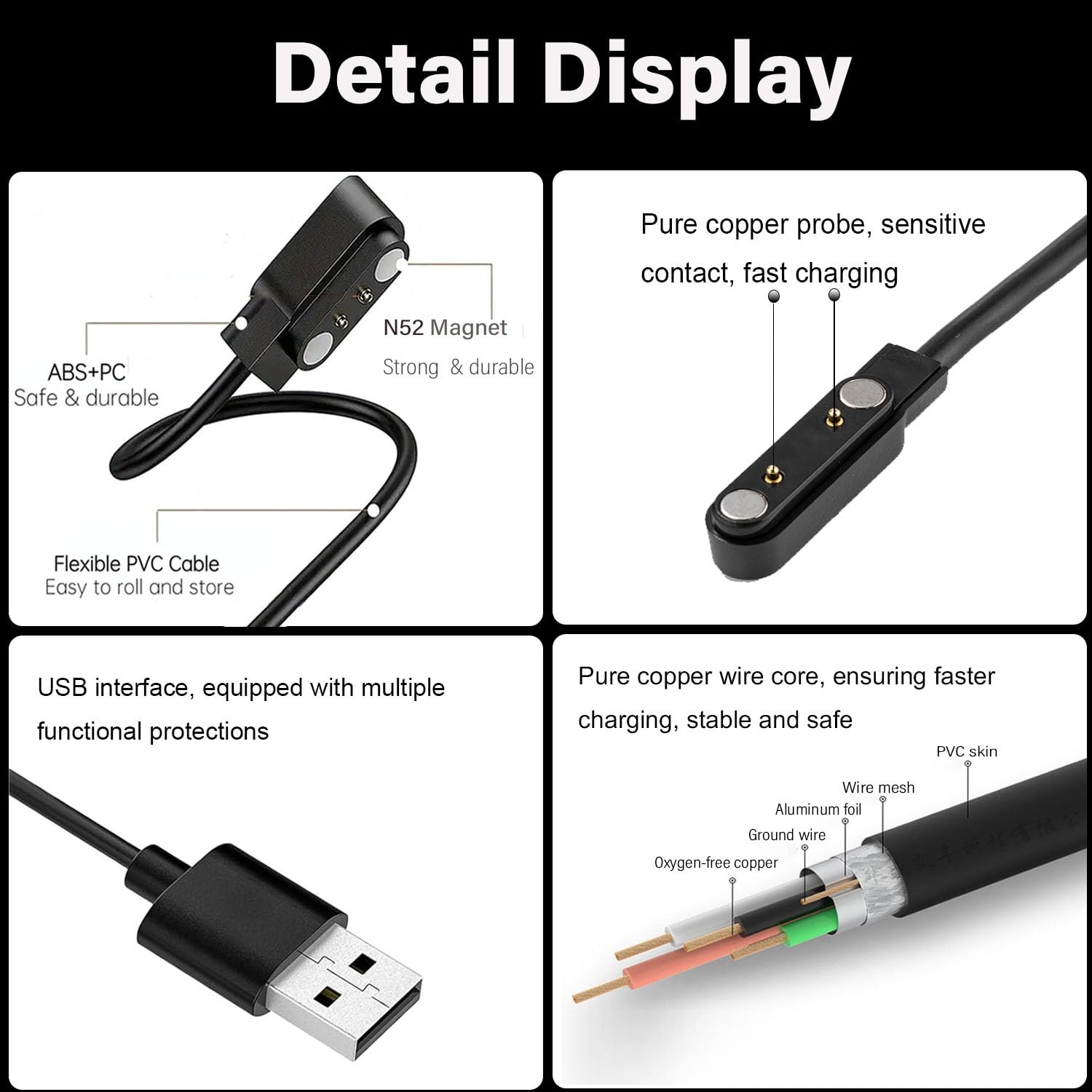 Xininyia 2-Pack Raycon Bone Conduction Headphones Magnetic USB Charger Rapid Cha
