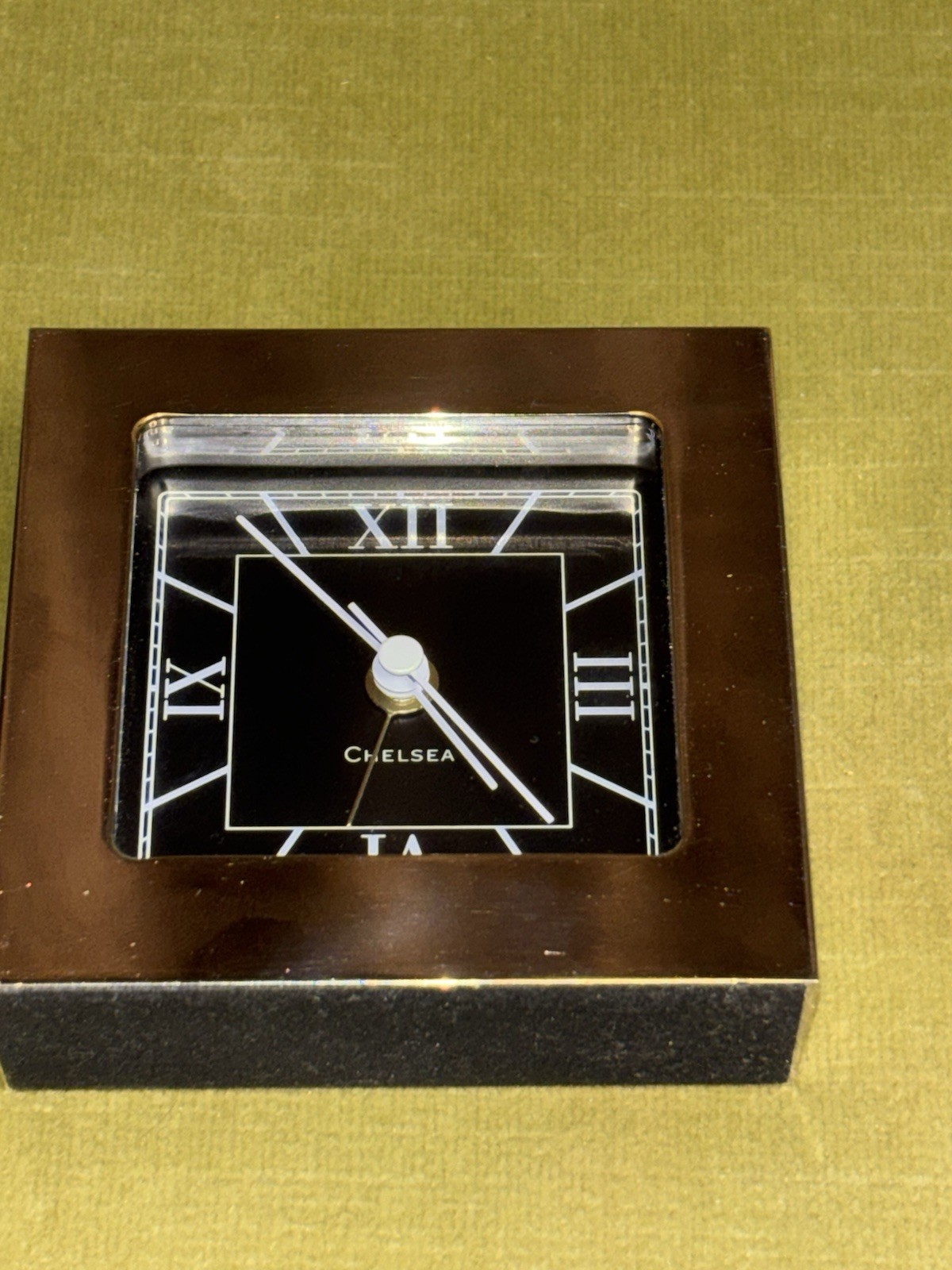 Chelsea Polished Nickle Art Deco Desk Alarm Clock German Quartz Movment 3"