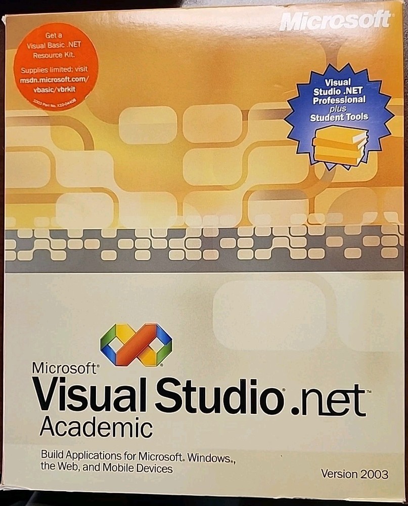 Microsoft Visual Studio Net Academic Version 2003 Brand New in Factory Retail Bx
