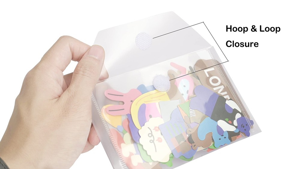 YESSART 3x5 Plastic Envelopes w/ Hook & Loop Closure, 80 Pack Coupon Storage