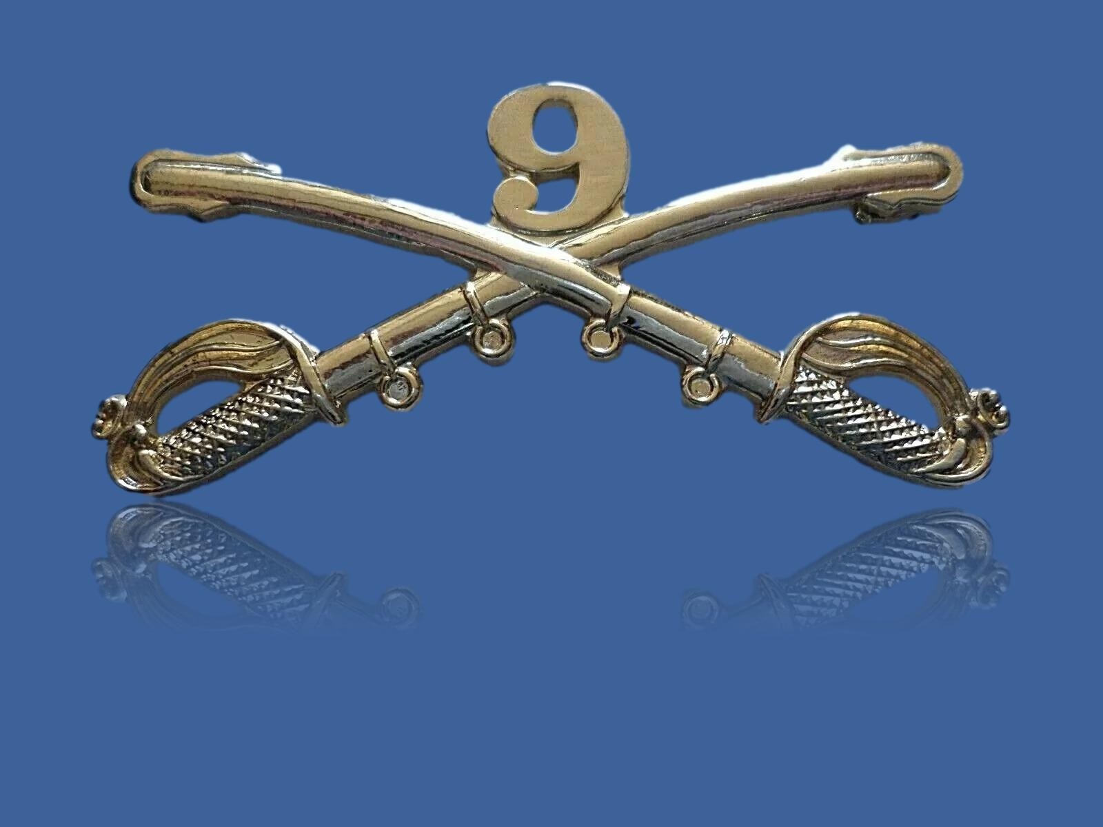 9th CAVALRY SWORDS SABERS  MILITARY HAT PIN REGIMENT BADGE BUFFALO SOLDIERS