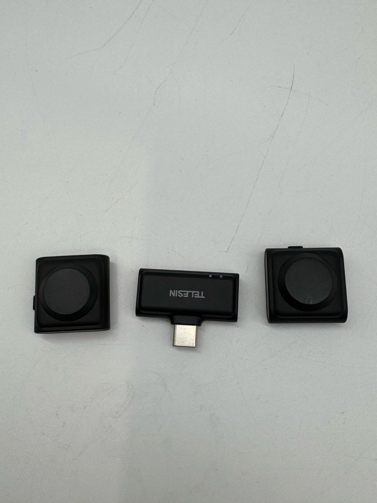 TELESIN Wireless Lavalier Microphone Noise Reduction USB-C iPhone Android Black