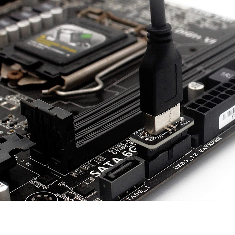 JoyReken USB Front Panel Adapter, Vertical C Header Small, Black