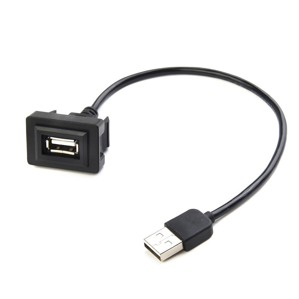 USB Extension Cable 25cm Adapter Black Car Center Console Flush Mount Part