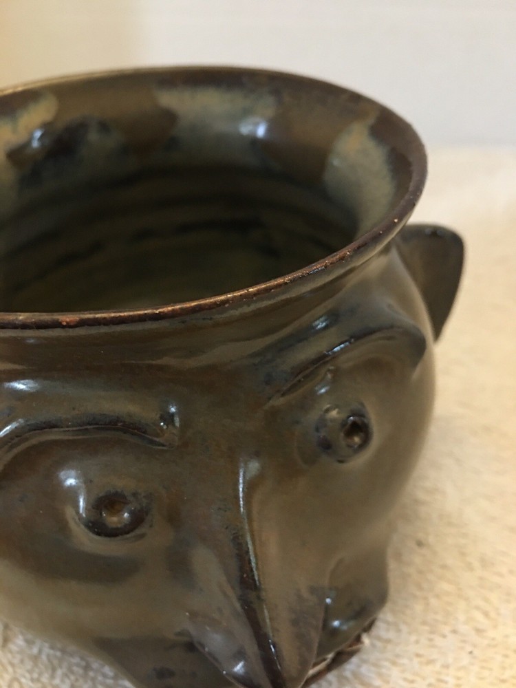 Face Pottery Decor Piece / Planter Artist Signed & Dated 2001