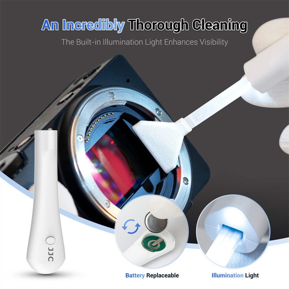 JJC 10pcs Full Frame Sensor Cleaning Swab Kit Solution with Handle Light Camera