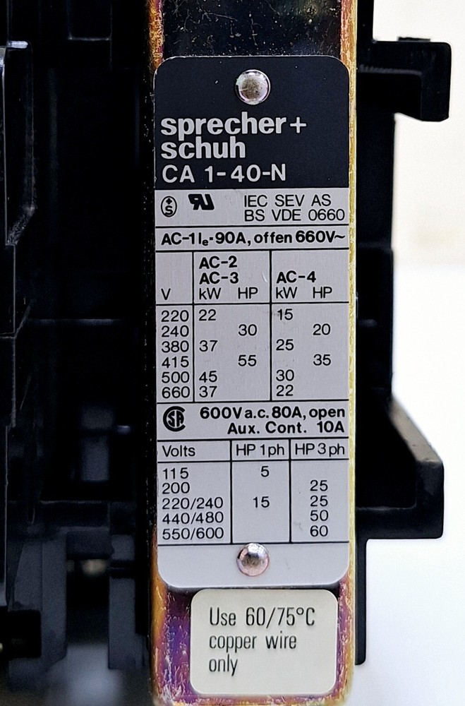 Sprecher+Schuh CA1-40-N Contactor