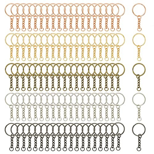 100 Pieces Split Keychain Rings, Metal Split Keychain with Open Jump Ring and