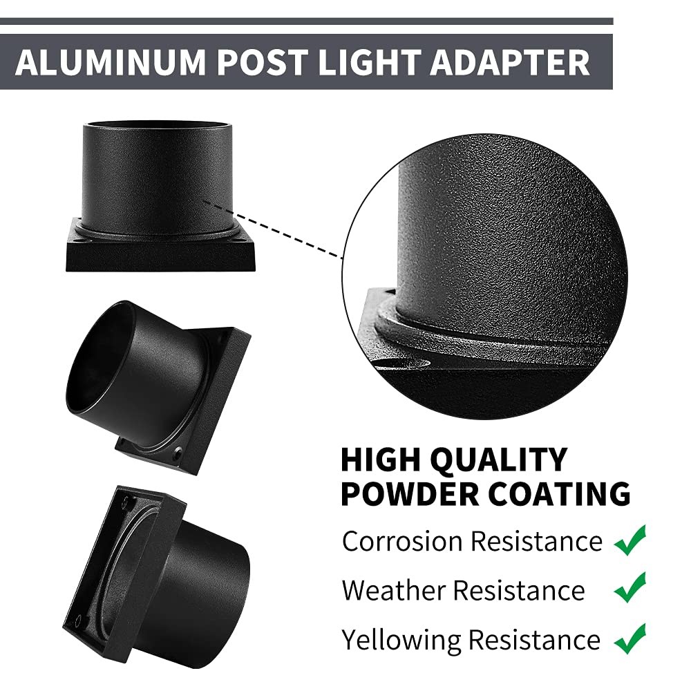 Windben Pier Mount Adapter,Post Light Base for 3" Post Black