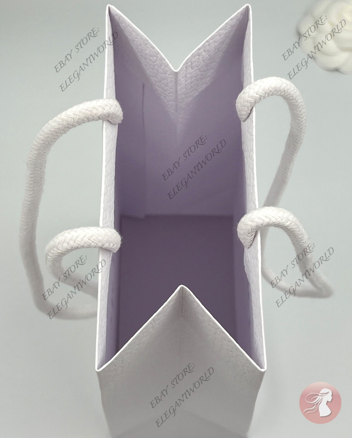 Dior Classic White Textured Paper Gift Bag New Small W. 5.75 x H. 9 x D. 3.25