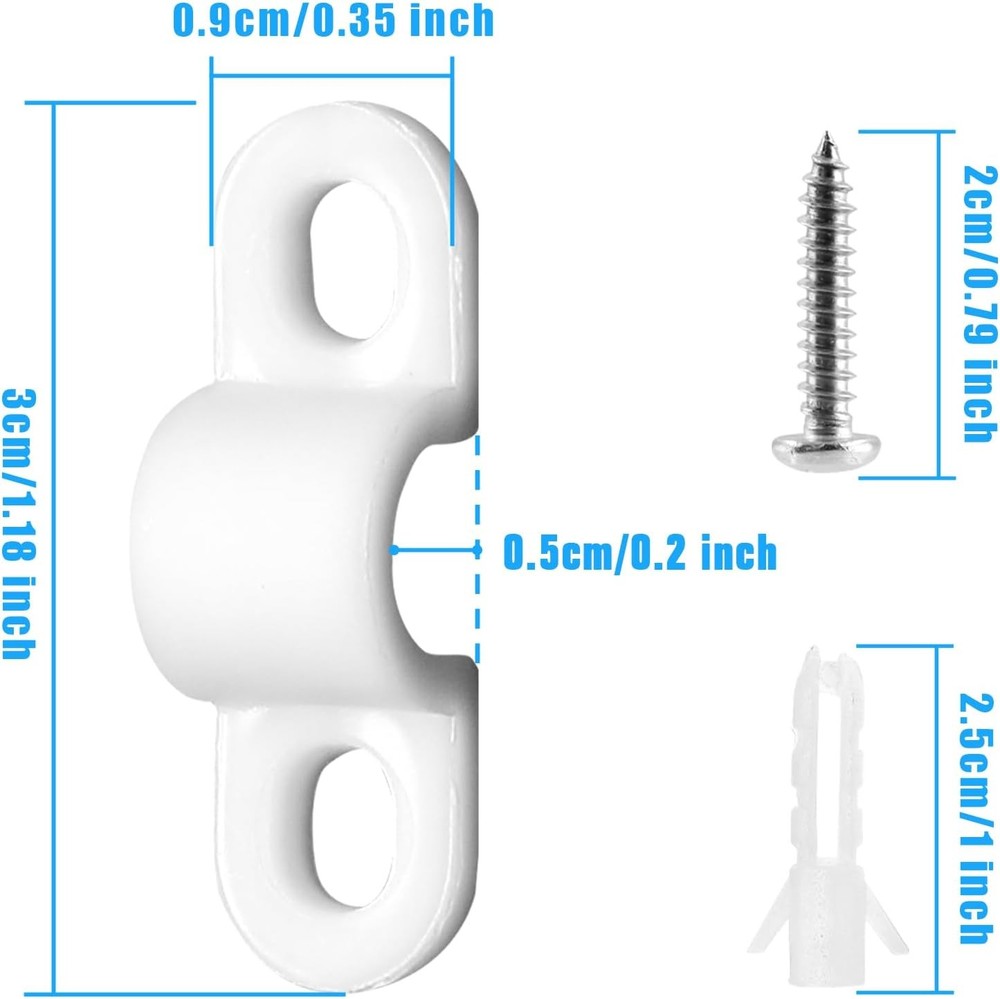 24 Sets Wire Shelf Back Wall Clips White Loop Clips for Concrete Install