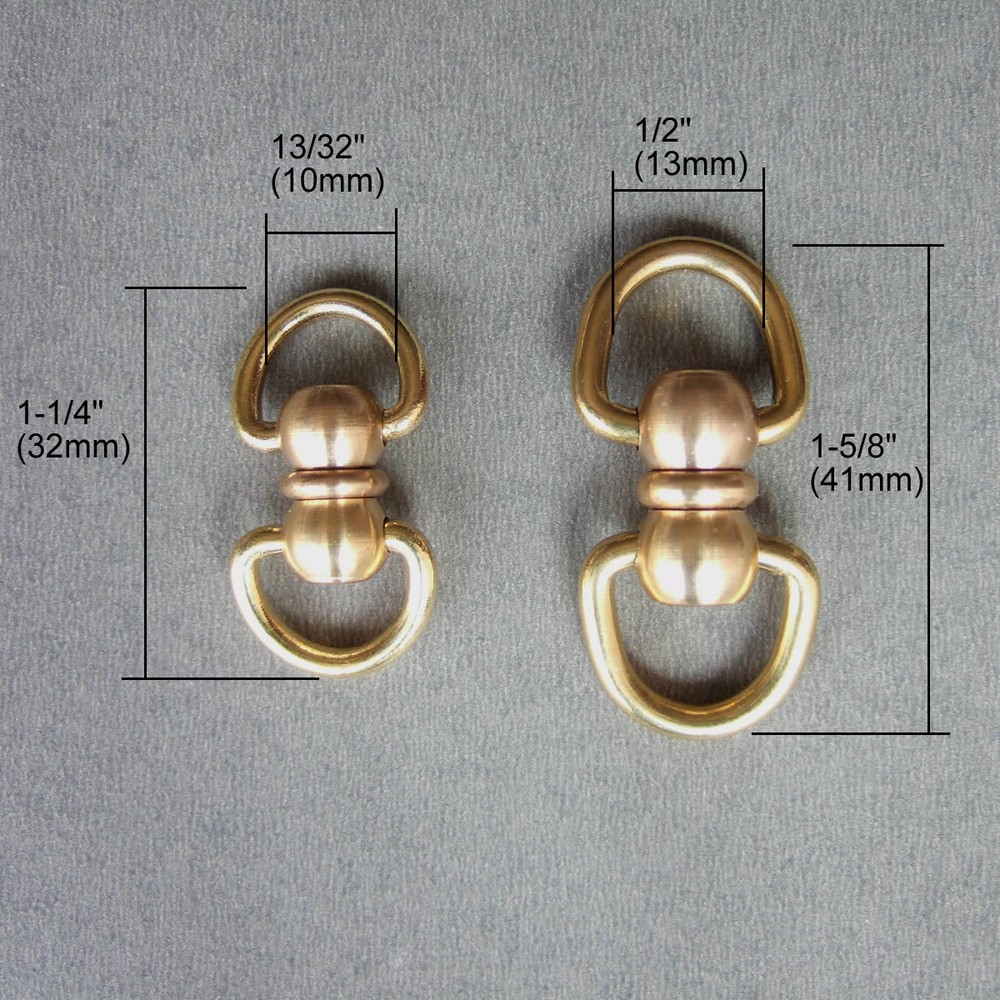 2pcs Solid Brass Double Swivel Round Eye Snap connector Leather 1/2" 13/32"