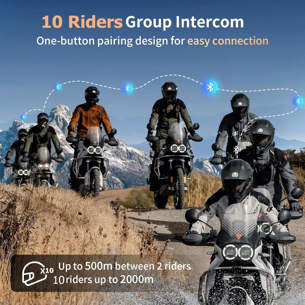 3x FX8 Pro Motorcycle Bluetooth Headset Helmet Intercom 10 Riders Communication