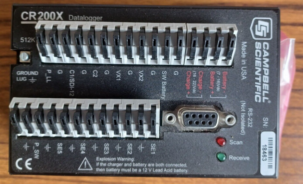 Campbell Scientific CR200X Datalogger, BPalk Battery Pack, SC12 Cable