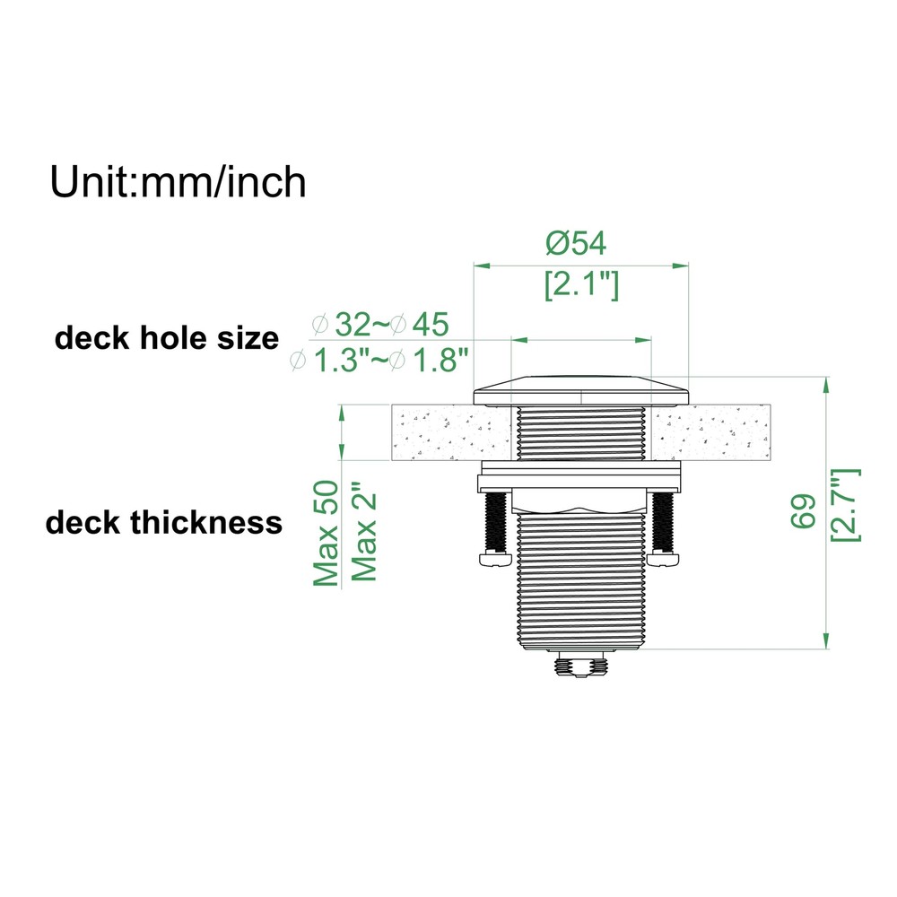 All-Brass Air Switch Button Round Chrome for Sink Top Garbage Disposal