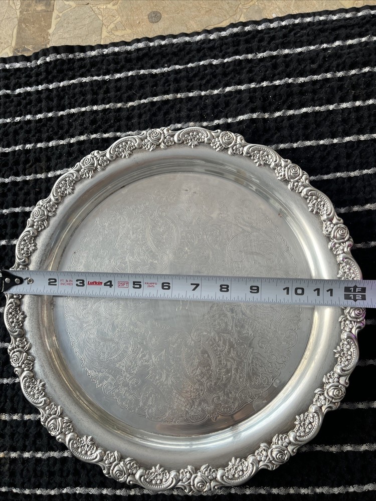 VTG ONEIDA SILVERPLATE ROUND SERVING TRAY/ PLATTER 12 1/4" ROYAL PROVINCIAL ROSE