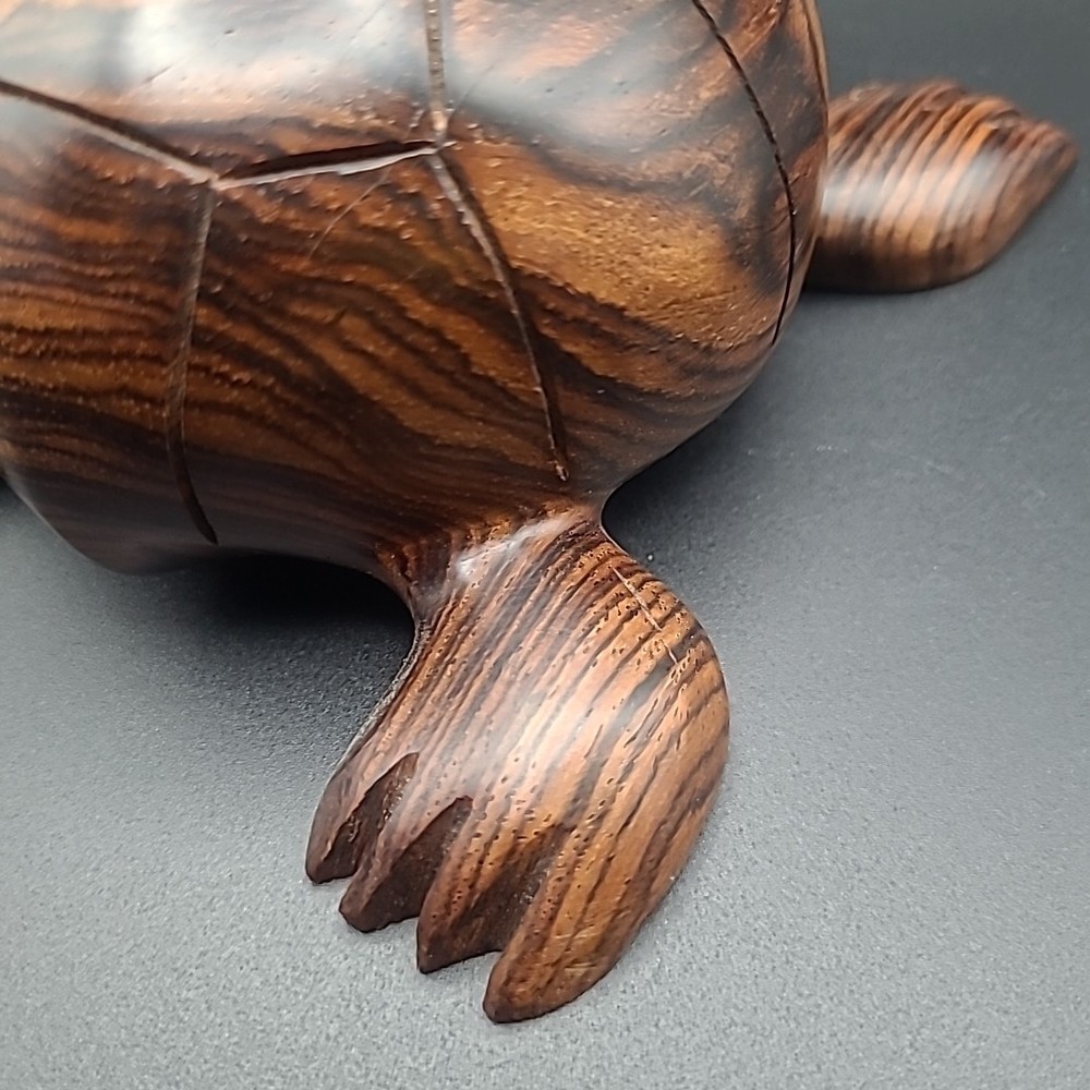 Hand Carved Dark Wood Turtle