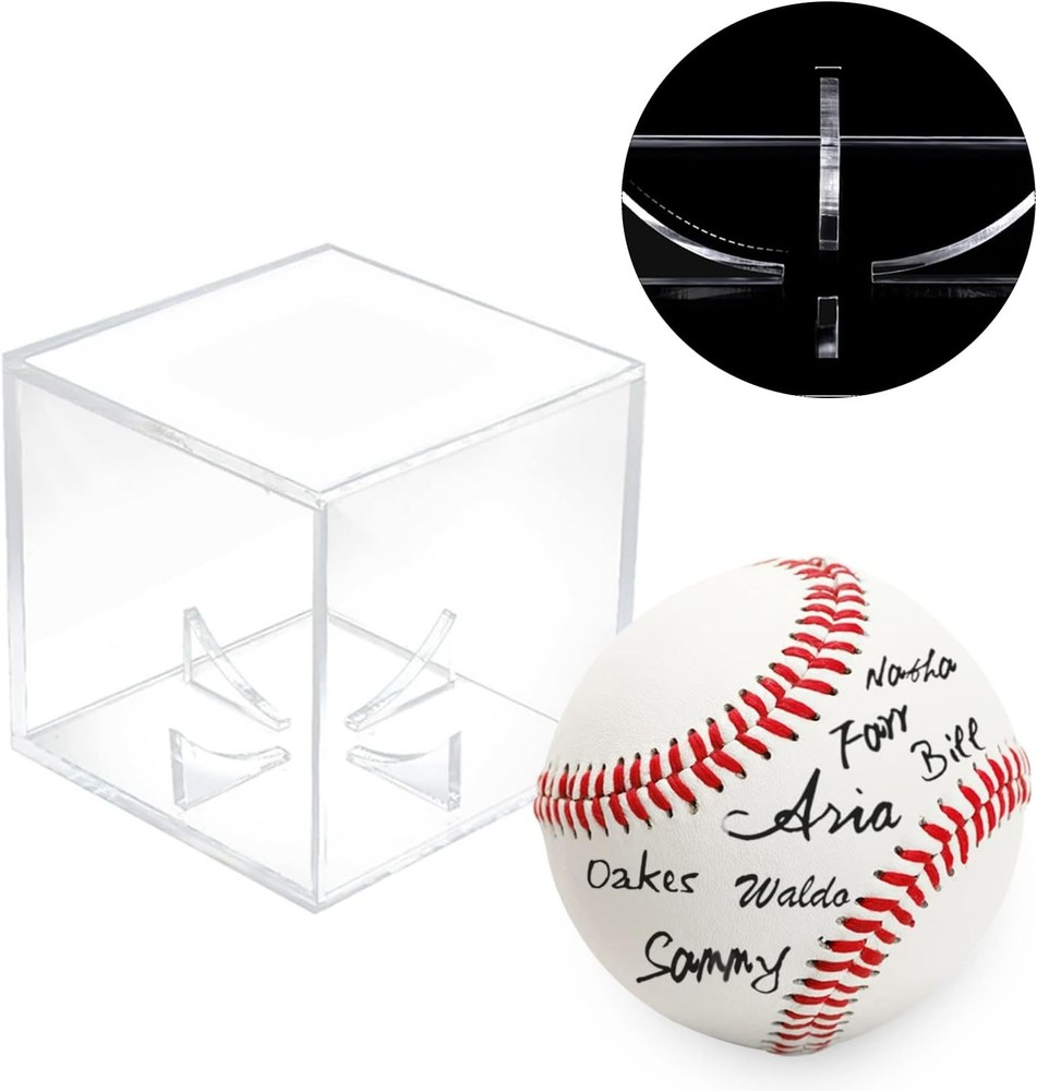 4 Pack Acrylic Baseball Display Case - UV Protected 4 Pack, Clear