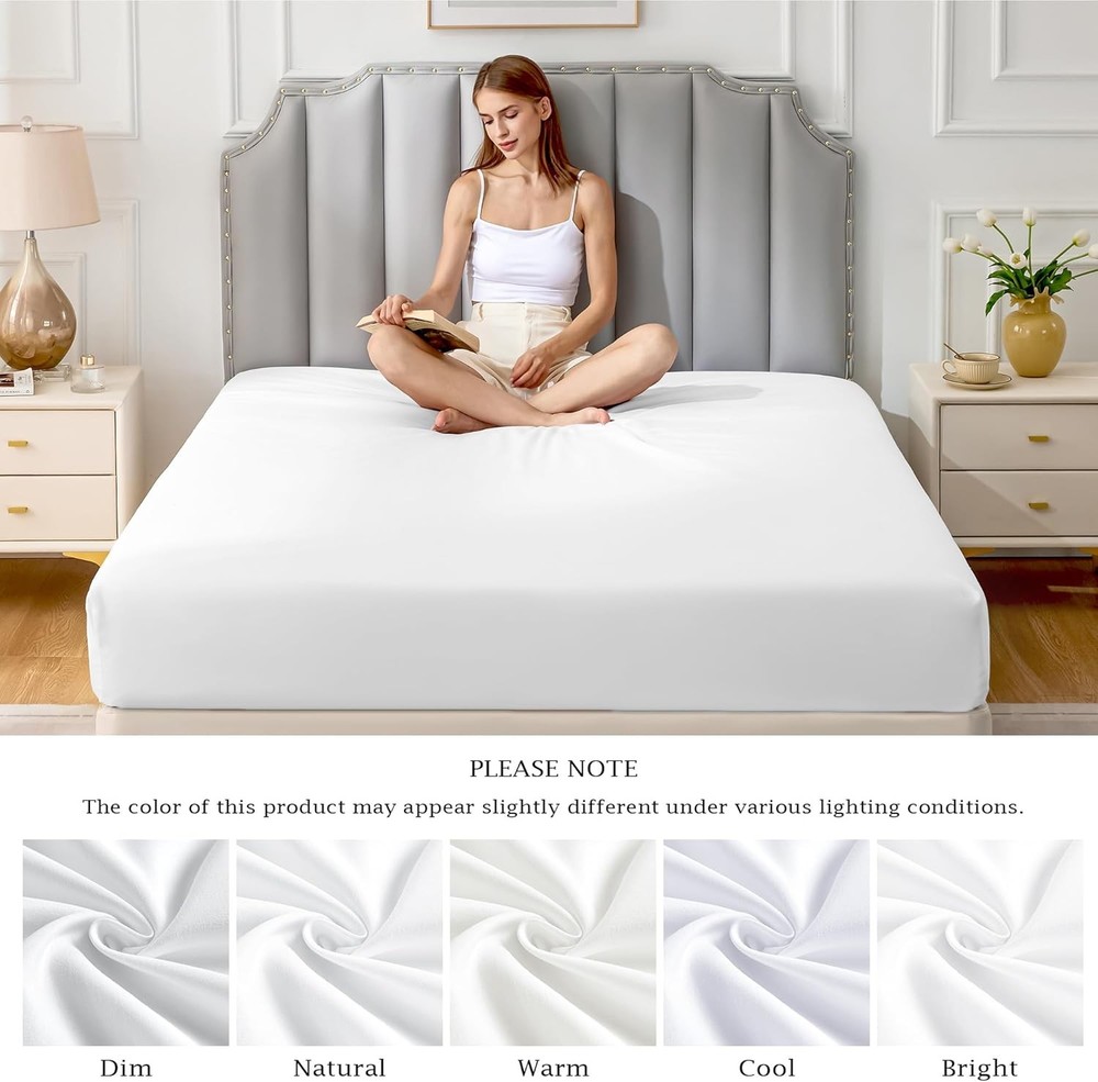 Pure Cotton Fitted Sheets King Size, 300 Thread Count Percale