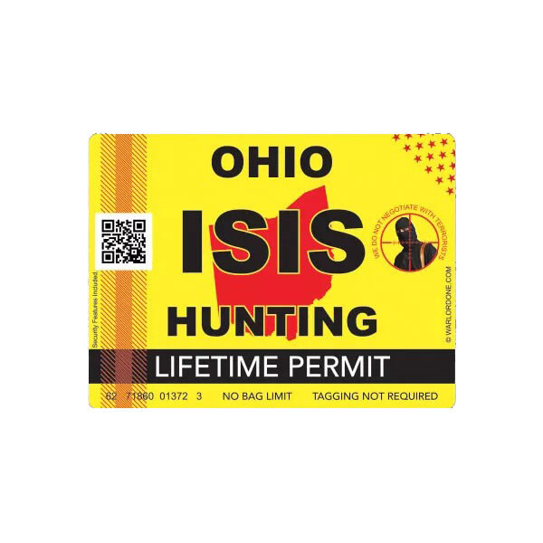 ISIS Terrorist Ohio State Hunting Permit Sticker Decal