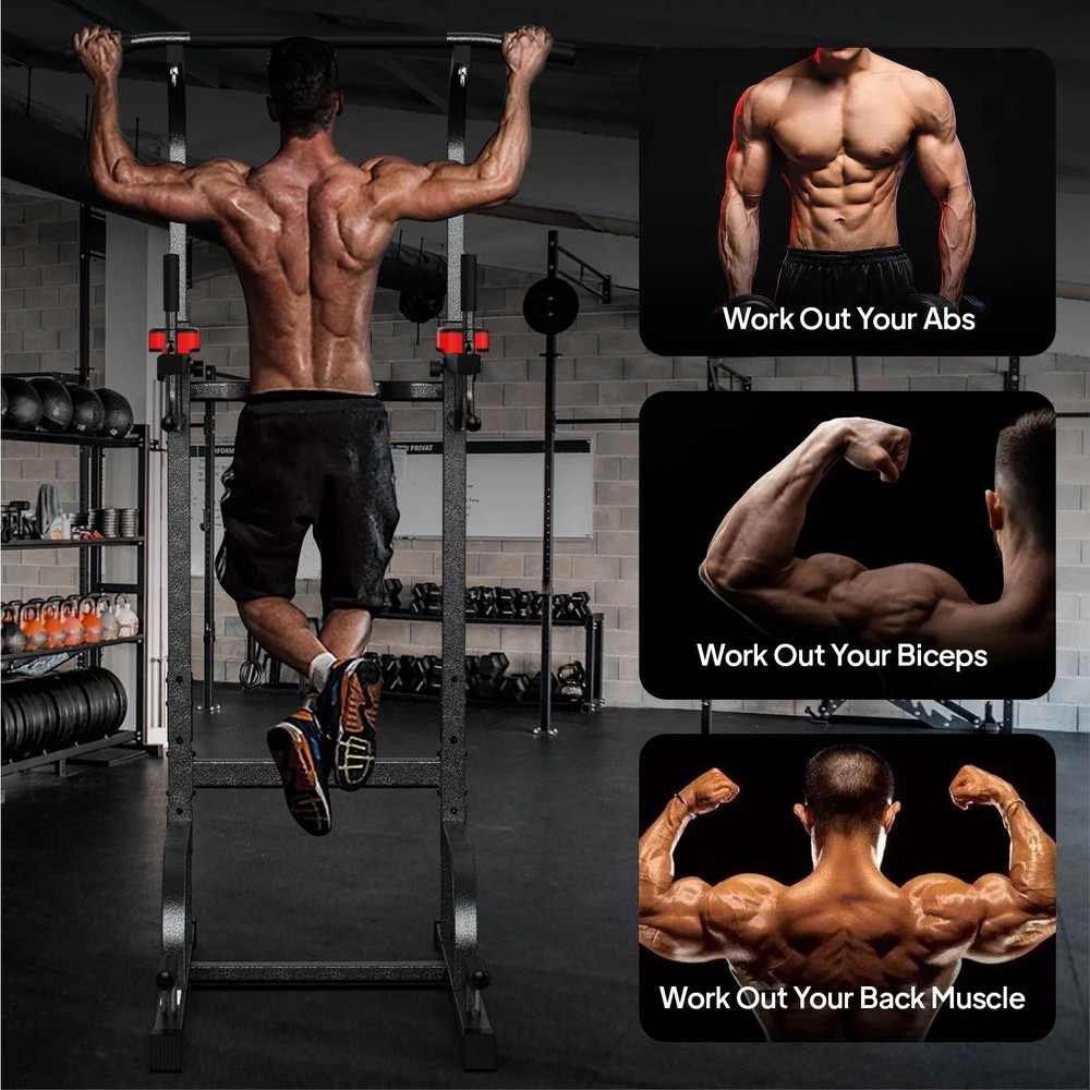 Home Gym Power Tower Workout Station Pull-Ups Dips Push-Ups Triceps ABS Back...