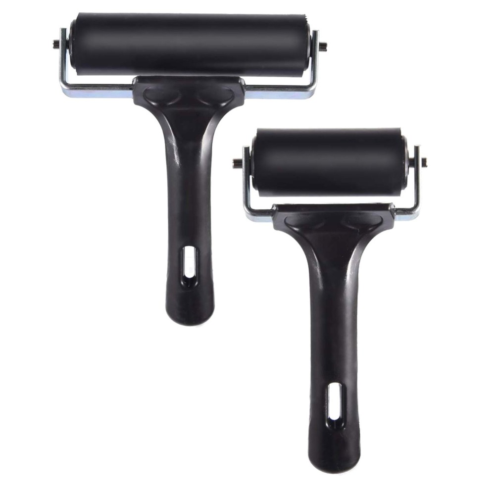 2Pcs Rubber Brayer Roller Set - Printmaking & Gluing Tools