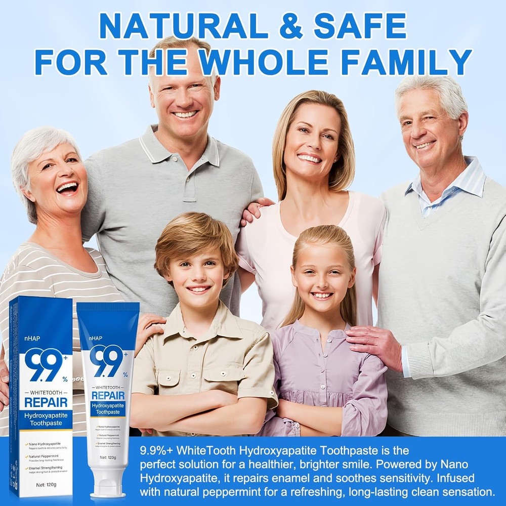 9.9% Hydroxyapatite Toothpaste - 2 Pack, Protects Enamel and Strengthens Teeth,