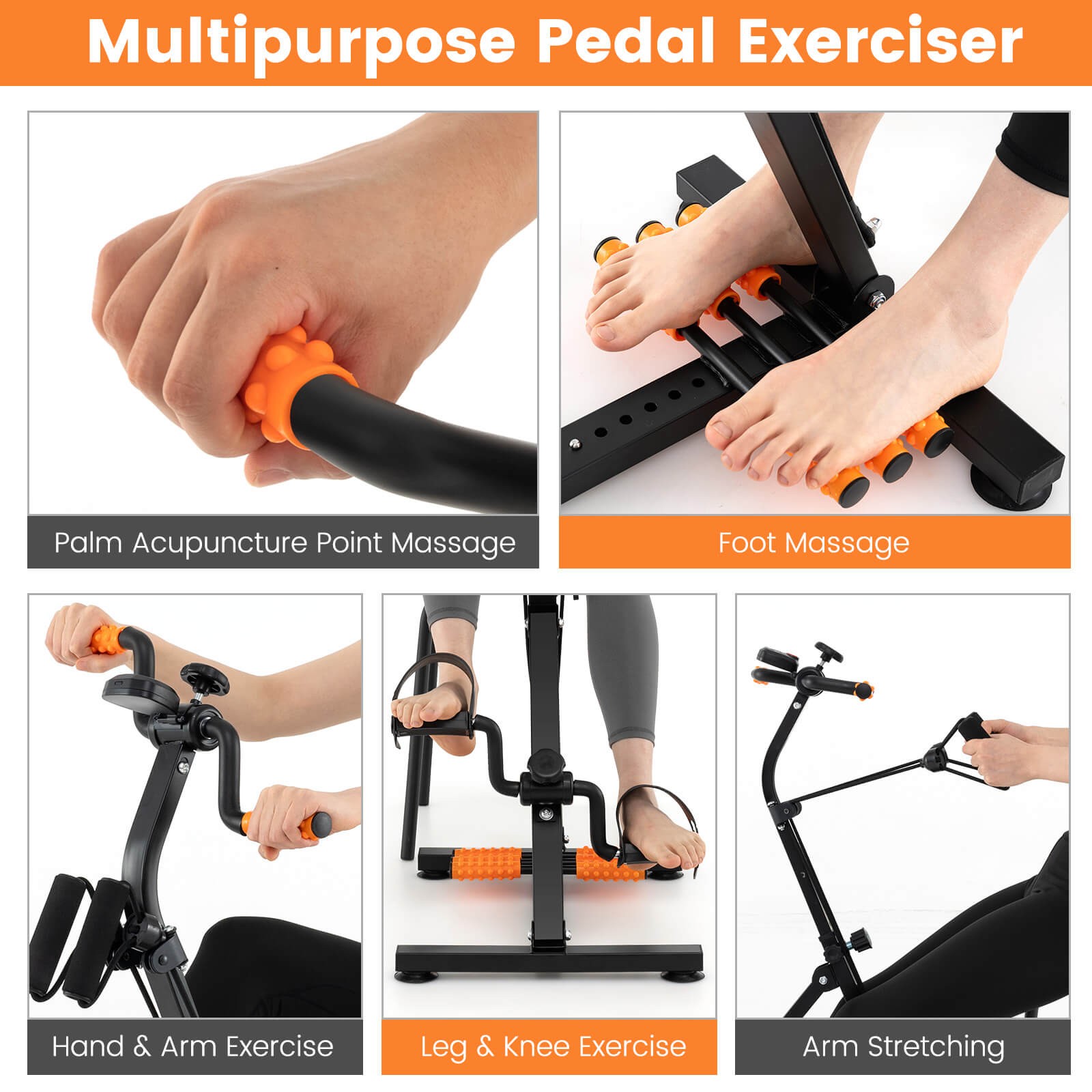 Adjustable LCD Pedal Exercise Bike W/Massage Total Body Fitness Rehab Equipment