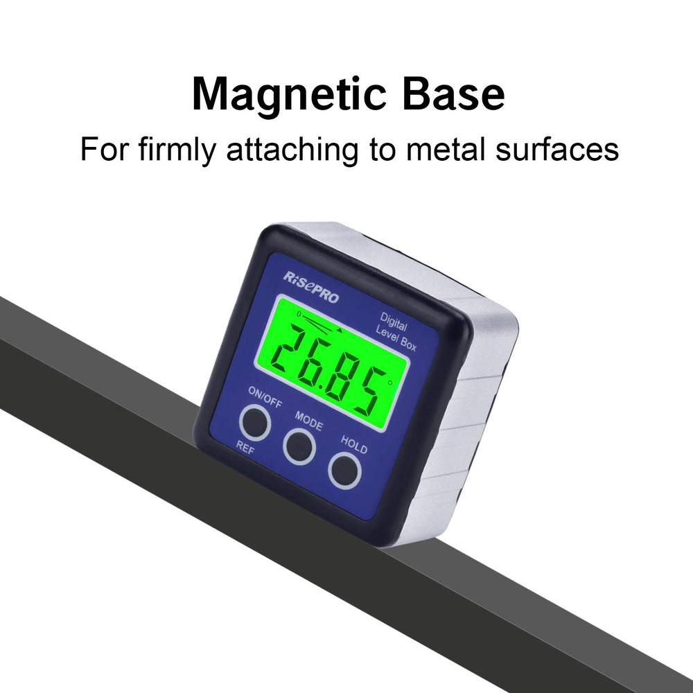Digital Level Box Angle Gauge Protractor Inclinometer Bevel Box with Data Hold,