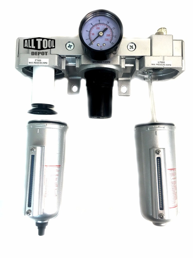 1/2" H/D COMBO PARTICULATE FILTER REGULATOR LUBRICATOR COMPRESSED AIR Auto Drain