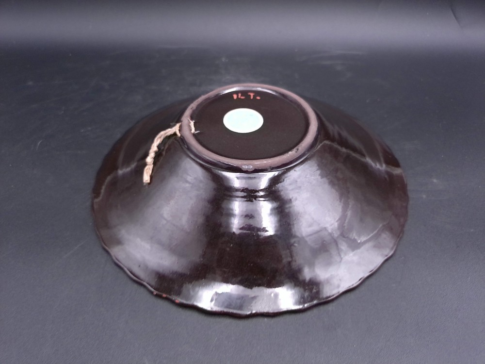 Ceramic Dark Brown Decorative Floral Ring Design Plate