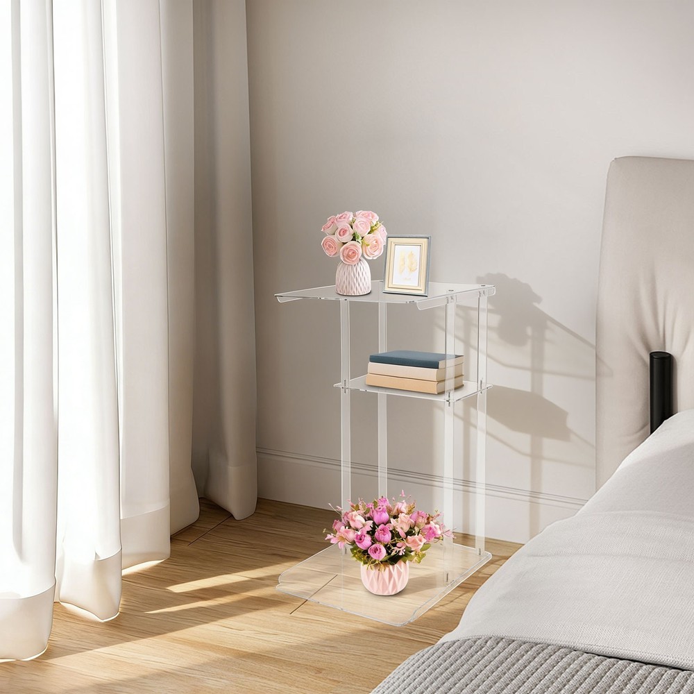 Clear Acrylic Side Table, Entryway Table, C Shaped End Table Minimalist Style
