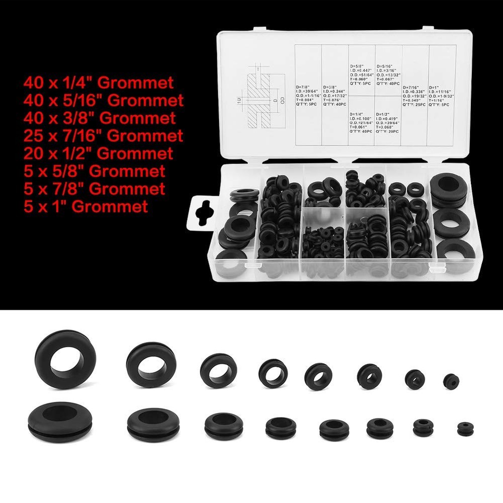 Rubber Grommets Kit, 180 Pcs Grommet Wire Ring, Electrical Gasket...