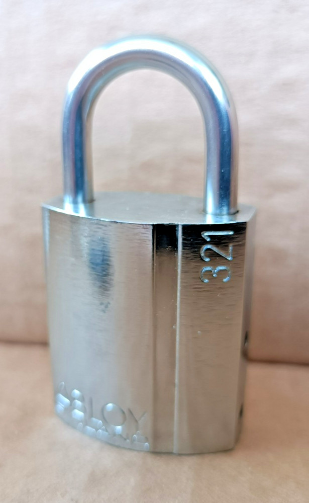 Abloy 321 Brass Padlock With Key, Chrome Finish