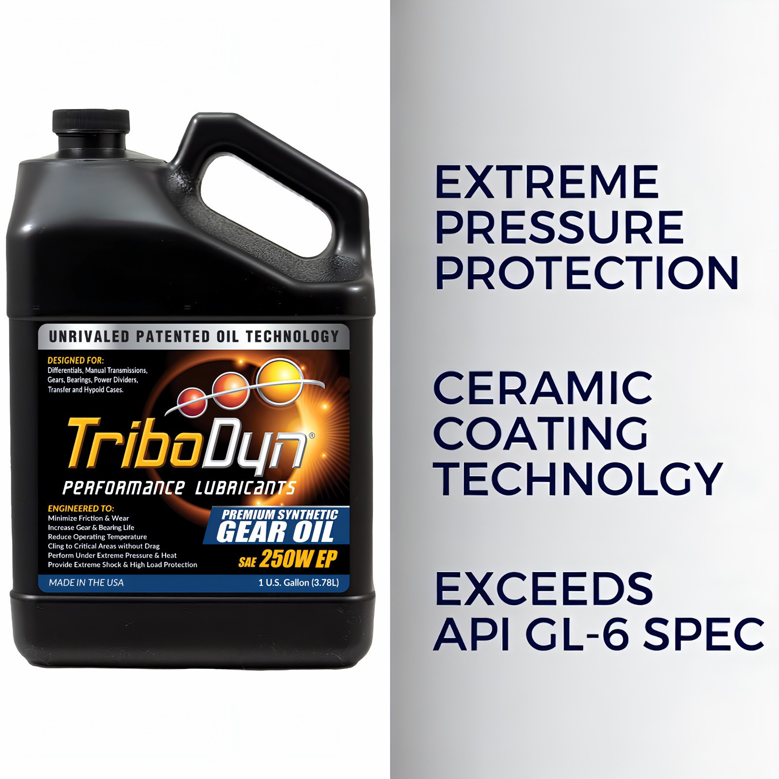 TriboDyn 250W EP Synthetic Gear Oil SAE 250 w/ Ceramic Coating API GL-5  - 1 GAL