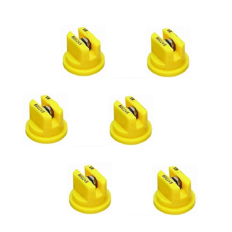 Pack of 6 - TeeJet Extended Range Flat Spray Tips Yellow 80° Polymer w/SS Insert