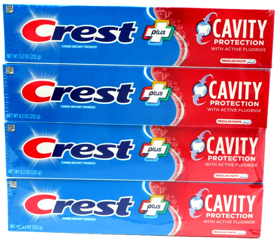 Crest Cavity Protection Toothpaste Regular Paste 8.2 oz – Pack of 4