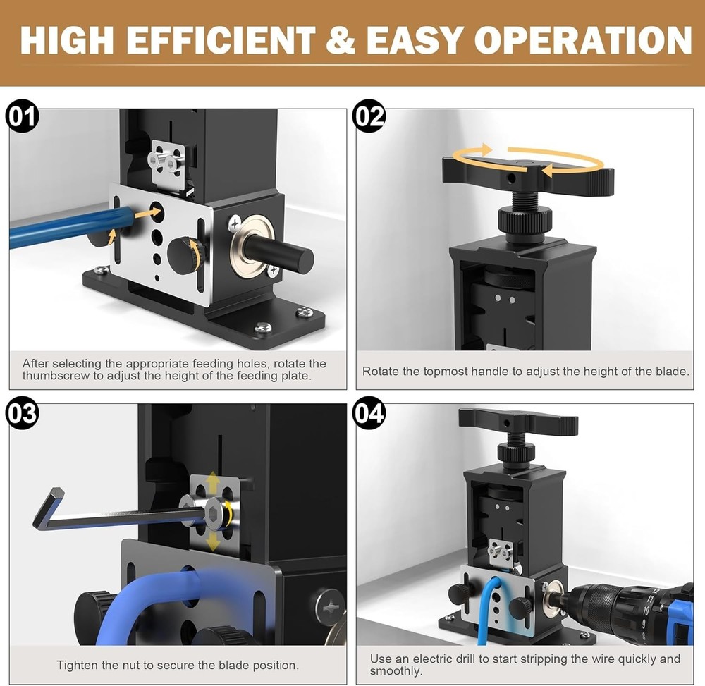 Adjustable Wire Stripper Machine Upgraded Drill-powered Stripper Automaticall...