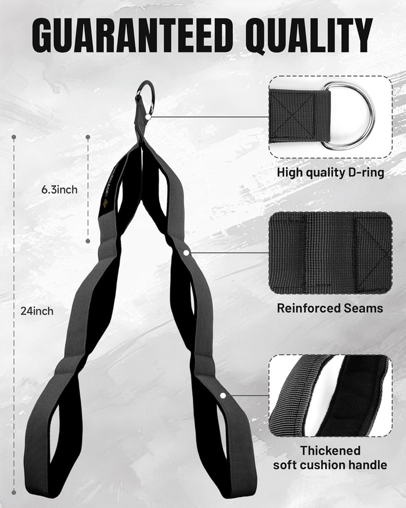 Tricep Rope Cable Attachment Handles Gym Pull Down Pushdown Face Pull