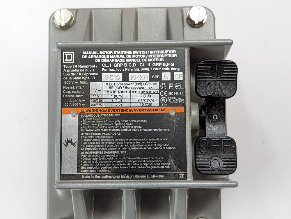 SQUARE D 2510KR2H MOTOR STARTING SWITCH