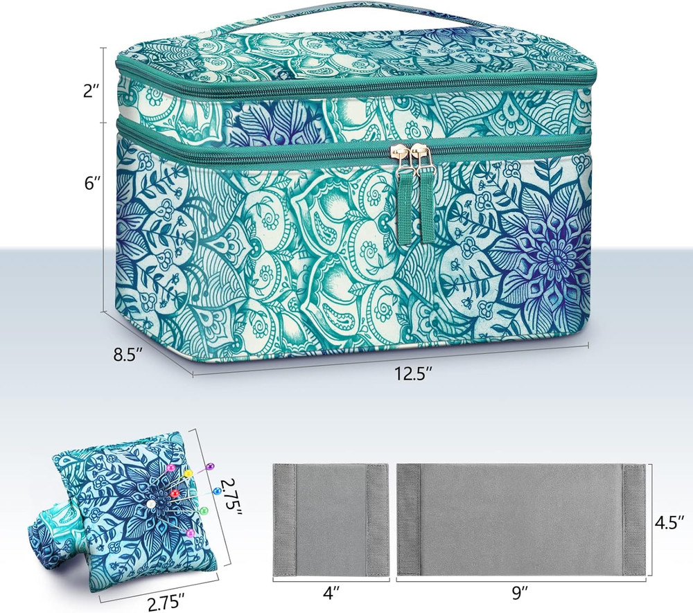 Sewing Accessories Storage and Organizer Case, Double-Layer Sewing Kits Carrying